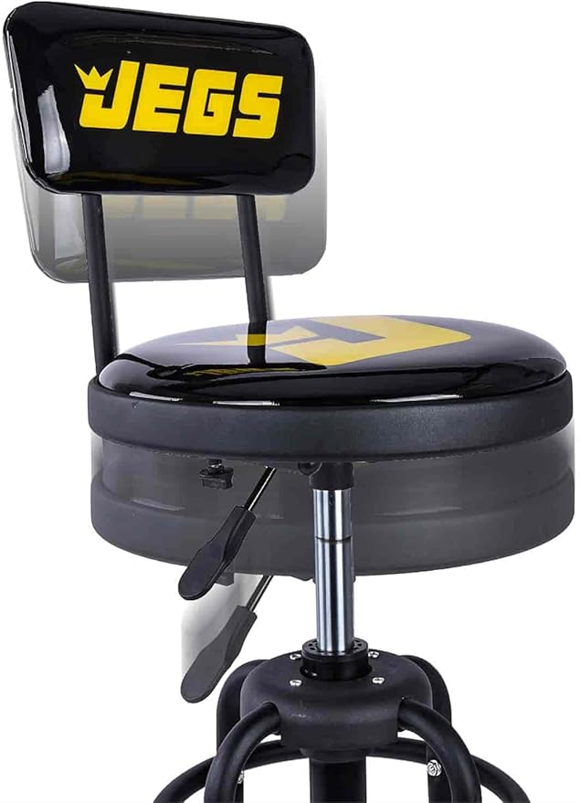 JEGS Hydraulic Shop Stool with Backrest