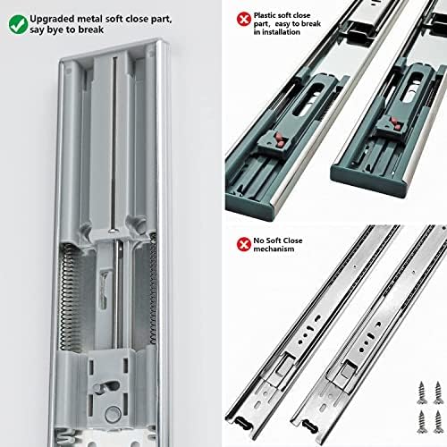 homdiy 10 Pair Soft Close Drawer Slides 22 Inch,Heavy Duty Side Mount Rails