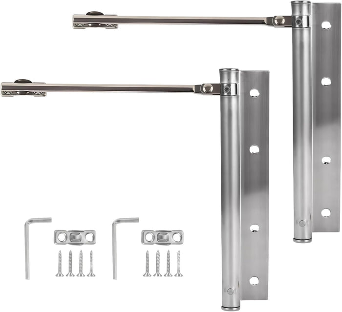 2 Pack Automatic Door Closer for Home Easy to Install | Safety Spring Door Closers | Auto Soft Close to Convert Hinged Doors to Auto Self Closing | Adjustable Catch Speed | with Arm, Screw, Wrench