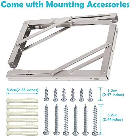 CLT 18'' Folding Shelf Brackets Max. Load 440 lb, Heavy Duty Stainles...