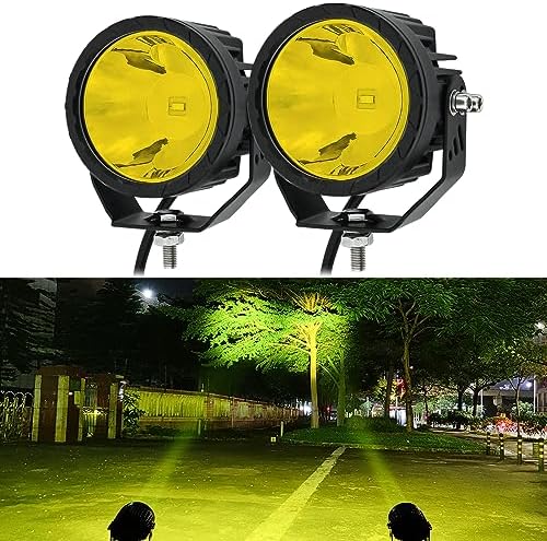 STDYSUN Round LED Yellow Offroad Driving Fog Pod Lights 2Pcs 3.5Inch Spot Bea...