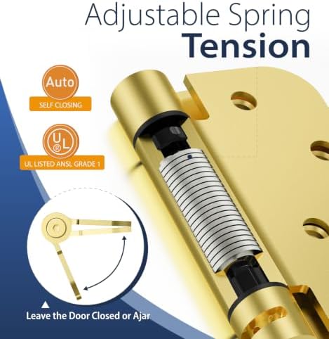 4 Inch Self Closing Door Hinges,4-Pack Spring Loaded Door Hinges