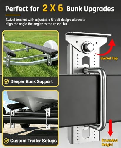 Wyckoff 10" Boat Trailer Bunk Brackets 4-Pack,Heavy Duty Galvanized Swivel