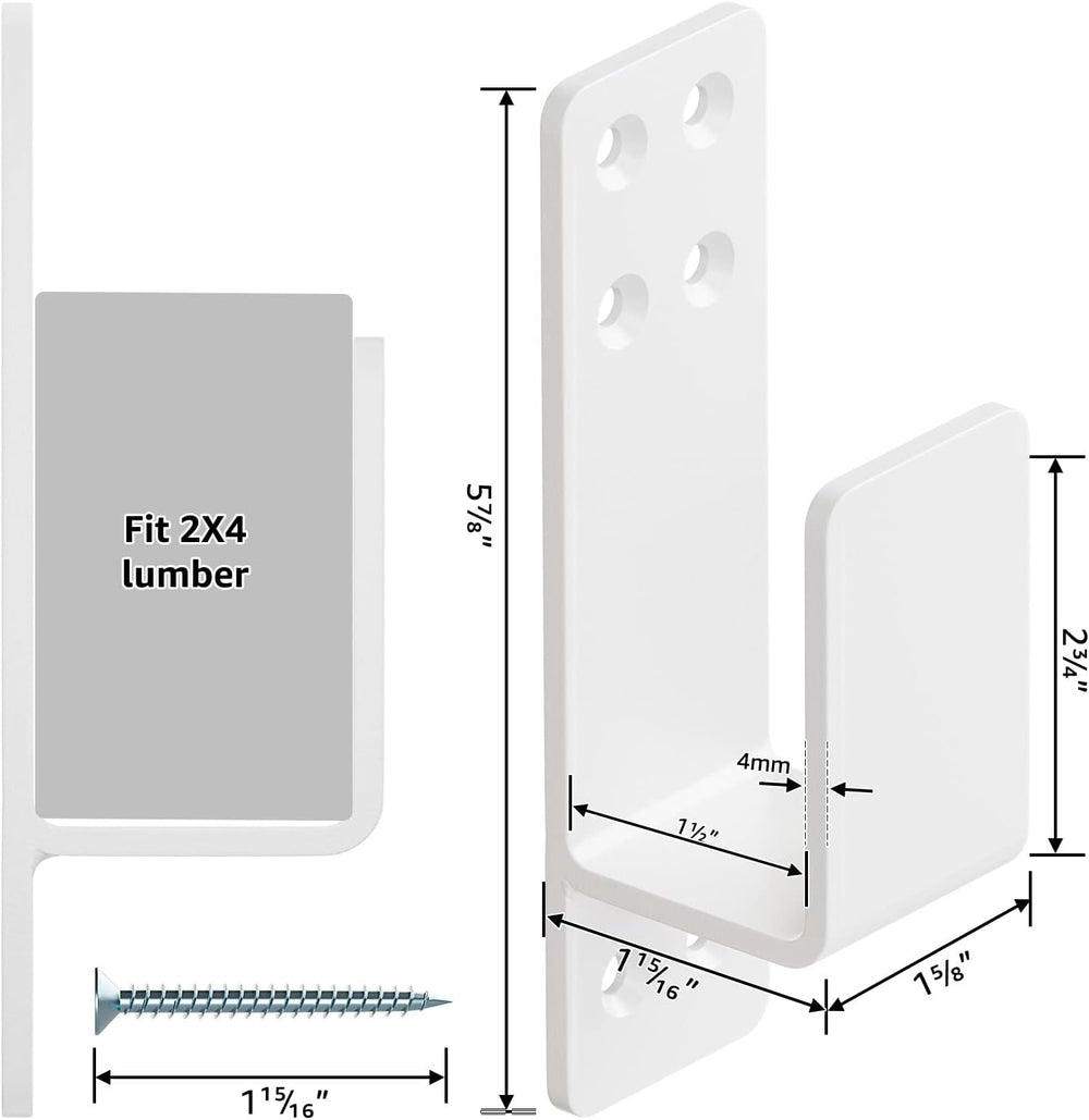 2x4 Door Barricade Brackets, Heavy Duty 4pcs, White