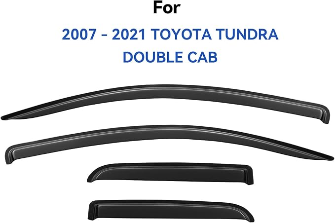 Window Visors Rain Guards for 2007-2021 Toyota Tundra Extended Cabs,