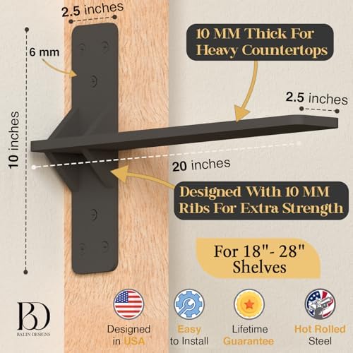 20 inch Floating Countertop Support Brackets by Balin Designs, Free Hanging F...
