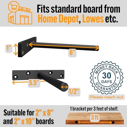 EVALD Heavy Duty Floating Shelf Brackets 6 Inch, Hidden Shelf Brackets with S...