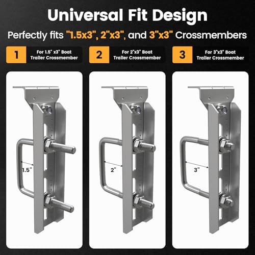 Wellmax 10" Boat Trailer Bunk Brackets, Heavy Duty Swivel, 4-Pack, Silver