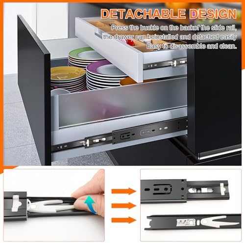 18 inch Drawer Slides 6 Pairs (12pcs) Soft Close 3 fold Full Extension Side M...