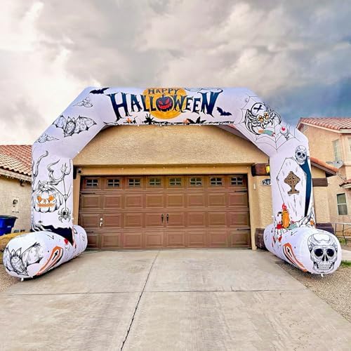 20ft Halloween Inflatable Archway with 250W Blower, Hexagon Inflatable Arch f...