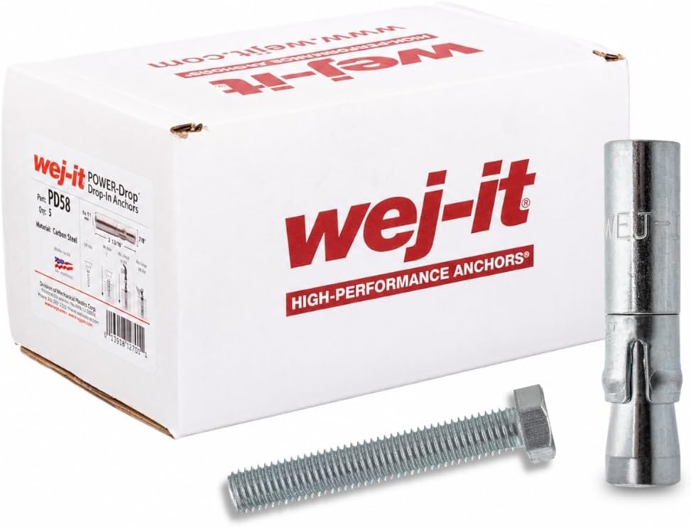 Wej-It PD58 Drop-in Anchor 5/8"-11 x 3-13/16", Pack of 5