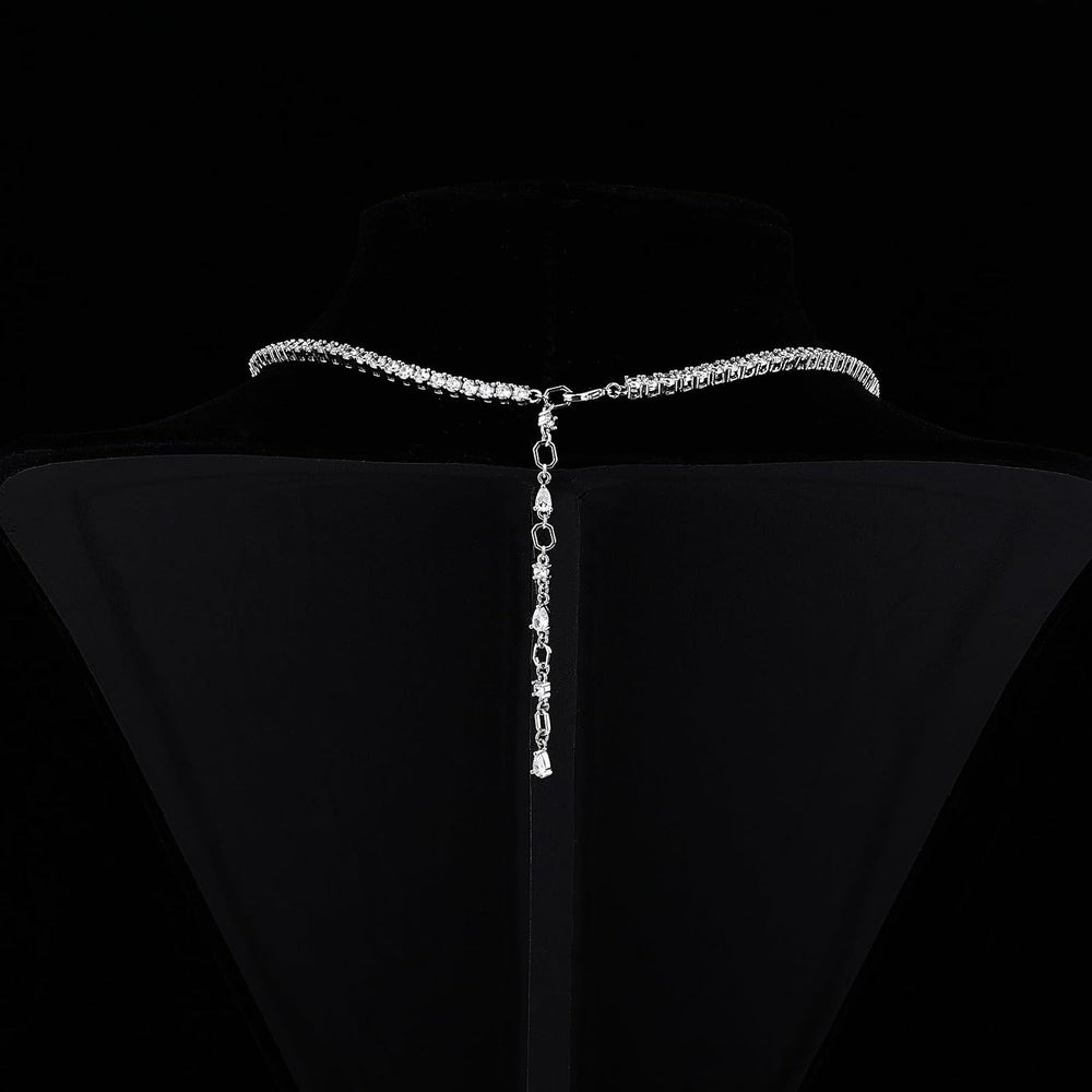 3mm Tennis Necklace for Women Men 5A CZ Round Cut White Gold Plated