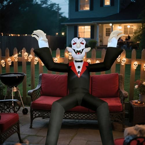 10ft Giant Sitting Vampire Halloween Inflatable with Built-in LED Lights - Ou...