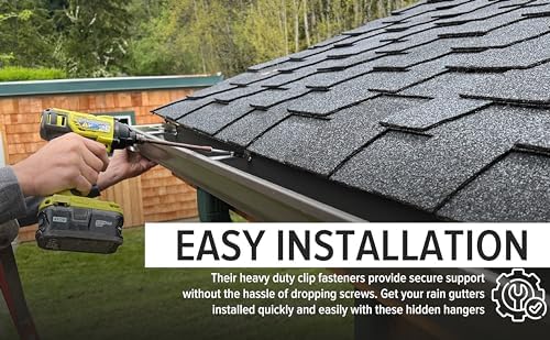Hidden Gutter Hangers 5 Inch with a Pre-Inserted Rust Resistant Screw - Heavy...