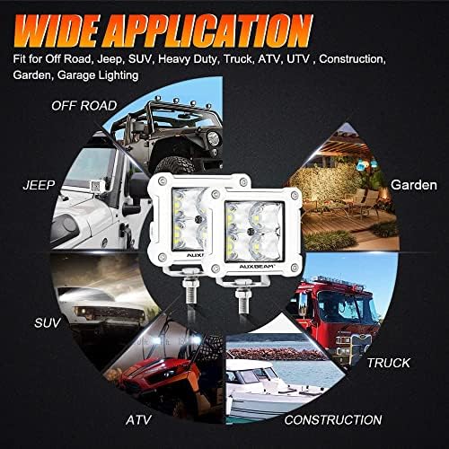Auxbeam FA Series White Housing 3-Inch 40W Off-Road LED Pod Lights 2-Pack