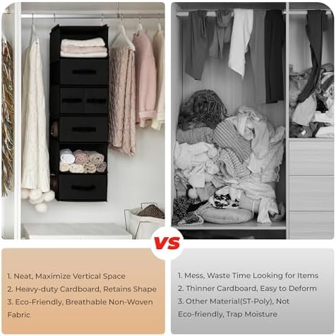 GRANNY SAYS Hanging Closet Organizer, 5 Drawers, 6 Shelves, 6 Pockets