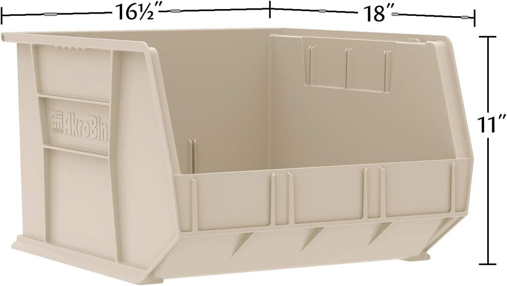 Akro-Mils AkroBins Stackable Plastic Storage Organizer Bins, Black, 3-Pack