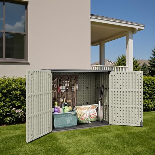 Patiowell Resin Outdoor Storage Cabinet, 26 Cu.ft Horizontal Storage Shed