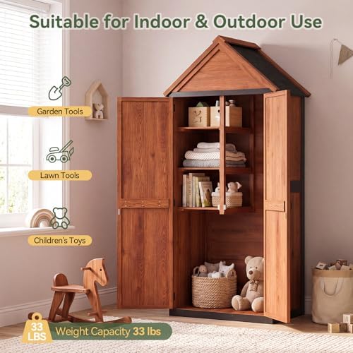 Aoxun Solid Wood Outdoor Cabinet 2.3'x1.3' with Asphalt Roof & Floor