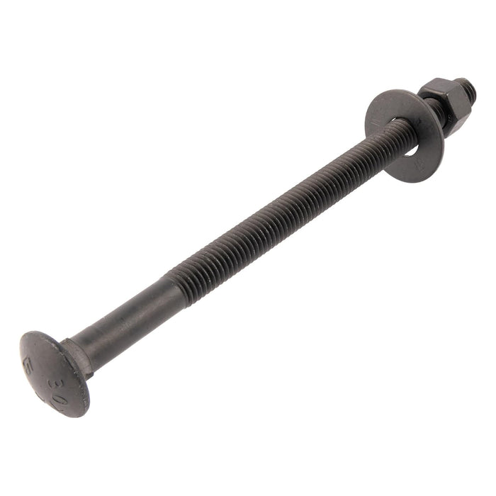 1/2 in. x 6-1/2 in. Black Carriage Bolt Kit Includes 12 Bolts, 12 Washers, and 12 Nuts, Ceramic Black Ruspert Coated for Exterior Use - 2X Rust Resistance of Galvanized by Makers Bolt