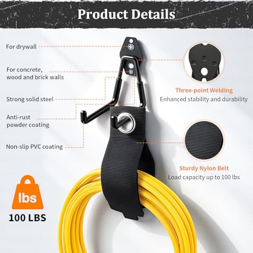 Housolution Steel Garage Hooks - 30Pack Anti-Slip Coating, Black