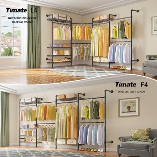 Timate L4 L Shape Garment Rack Heavy Duty Clothes Racks for Hanging Clothes, ...