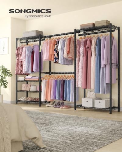 SONGMICS clothes rack, Adjustable Mesh Shelves and Hanging Rails
