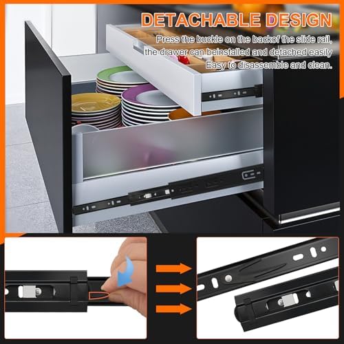 22 inch Drawer Slides 4 Pairs (8pcs) 3 fold Full Extension Side Mount Cabinet...