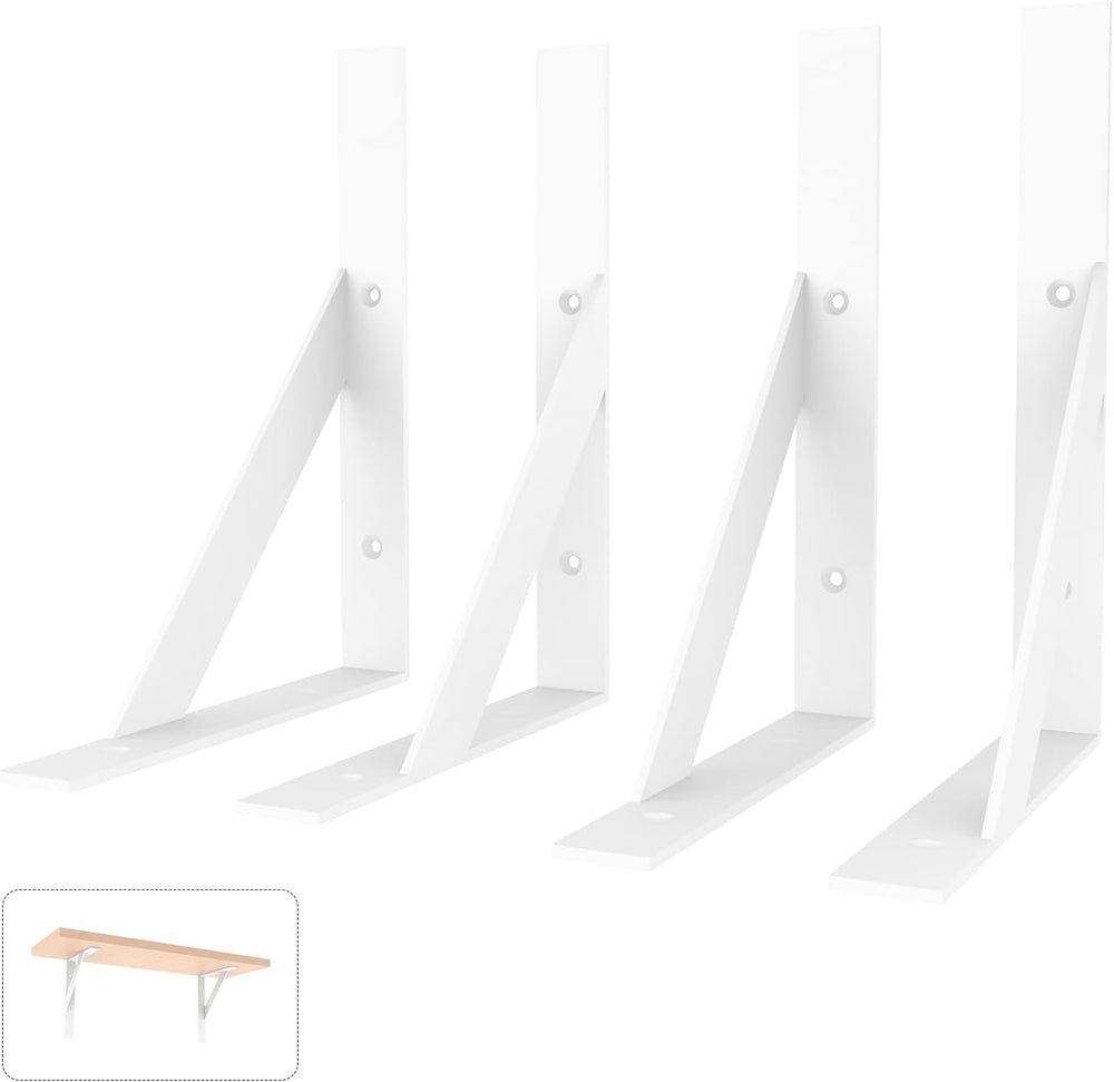 SOGAL White Shelf Brackets 8 x 10 Inch Heavy Duty L Bracket 4Pack