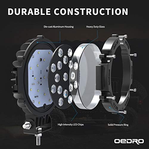 OEDRO 7 Inch LED Light Pods, 51W Round Spot Light Pod 5100LM 2Pcs