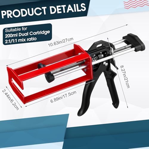 Relaxweex 1 Pcs Epoxy Gun Dual Component Caulking Gun, 200 ml / 6.75 Fl oz, M...