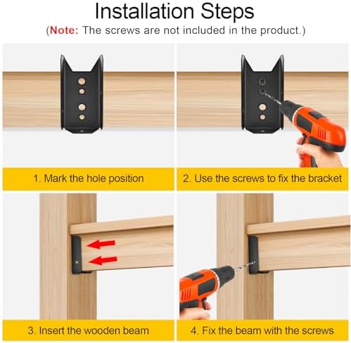 LukLoy 50 Pack 2x4 Brackets for Wood Rail, Black Deck Railing Brackets Connec...