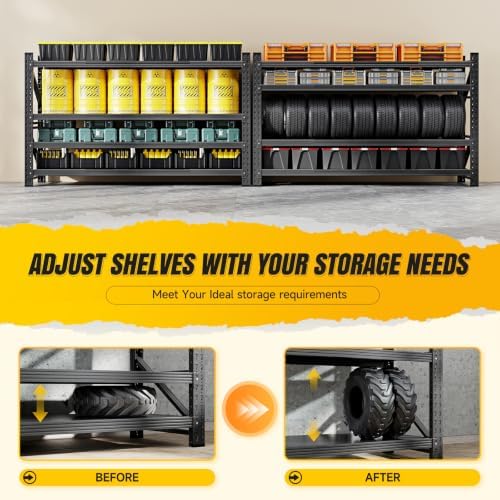 MIIIKO 68" W Garage Storage Shelving Unit,8000LBS Heavy Duty Metal Garag...