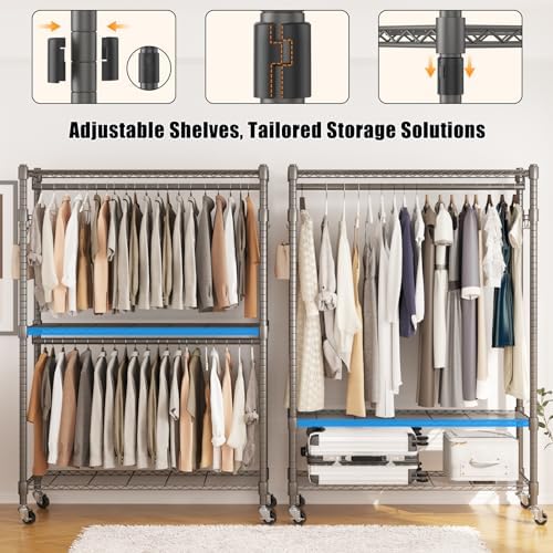 BATHWA Clothes Racks for Hanging Clothes, 25 mm tube Heavy Duty 47.3"W x...