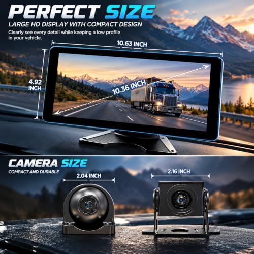 ASLONG 4K Backup Camera 4CH Dash Cam with 10.36" Quad Split Touch Screen