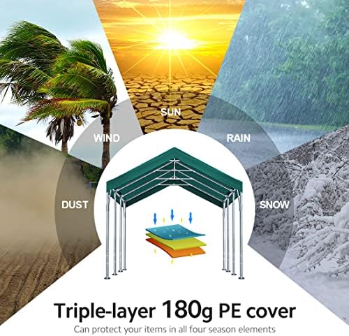 ADVANCE OUTDOOR 12x20 ft Heavy Duty Carport Potable Car Canopy Garage Party T...
