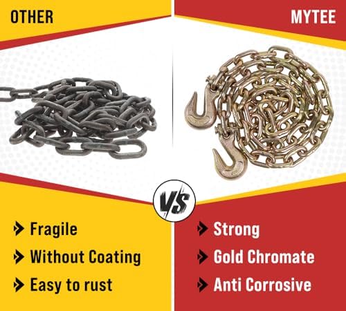 Mytee Products 3/8 Inch x 6 FT Grade 70 Binder Chain with Clevis Grab Hooks -...