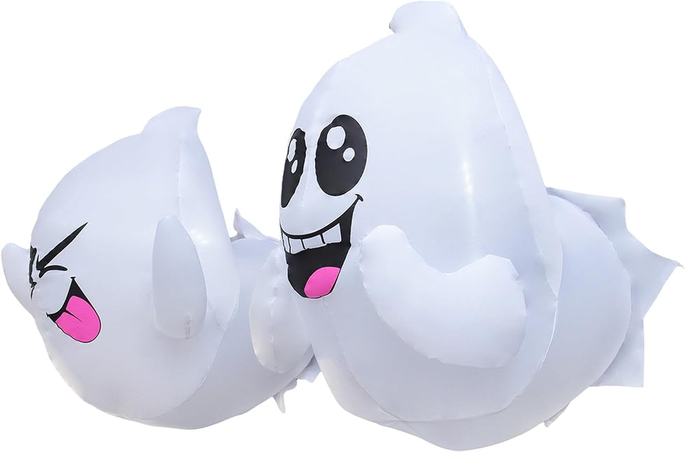 2 Pack 2.6 FT Halloween Inflatables Window Ghosts with Built-in LED Lights