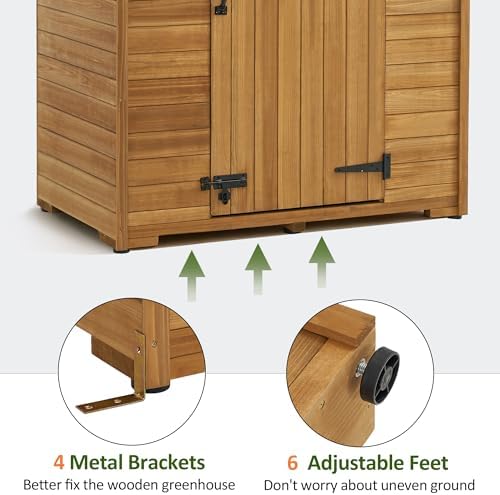 MCombo Outdoor Storage Cabinet, Wooden Garden Tool Shed for Yard 1955
