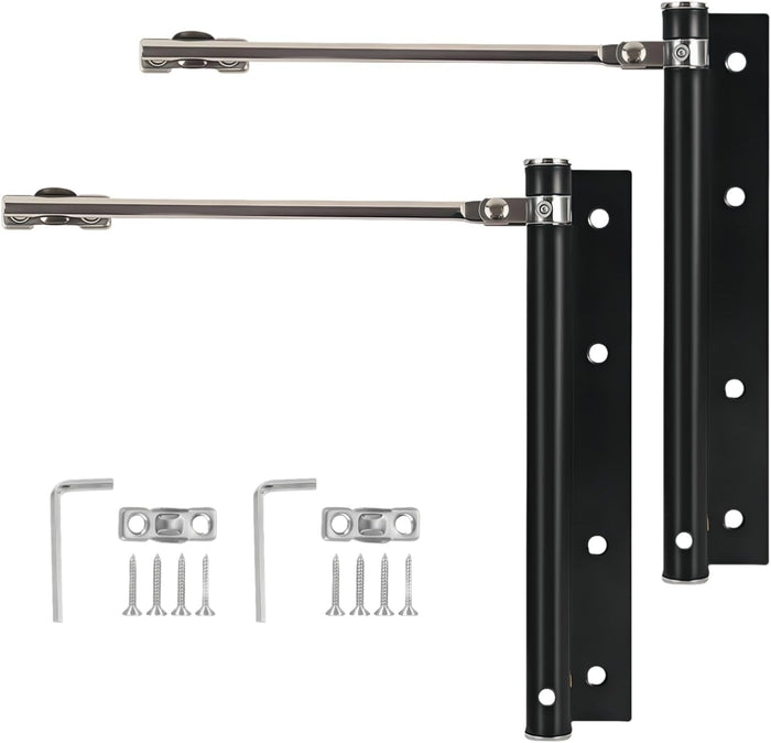 2 Pack Automatic Door Closer for Home Easy to Install | Safety Spring Door Closers | Auto Soft Close to Convert Hinged Doors to Auto Self Closing | Adjustable Catch Speed | with Arm, Screw, Wrench