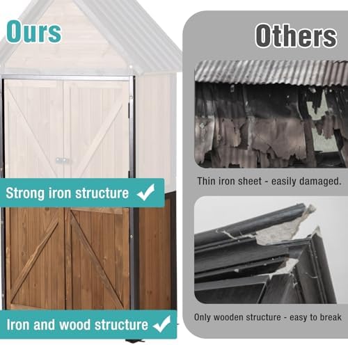 Outdoor Storage Cabinet,Garden Shed with Metal Frame Adjustable Shelves