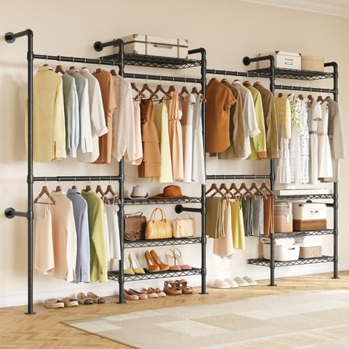 ONBRILL L4 Wall Mounted Heavy Duty Corner Industrial Pipe Clothing Rack