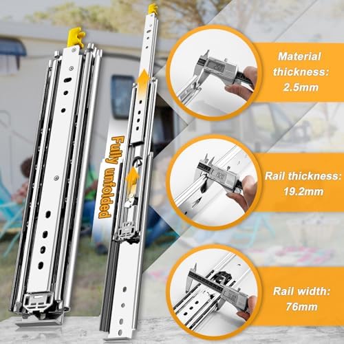 1 Pair Heavy Duty Drawer Slides with Lock 18 20 22 24 26 28 30 32 34 36 38 40...