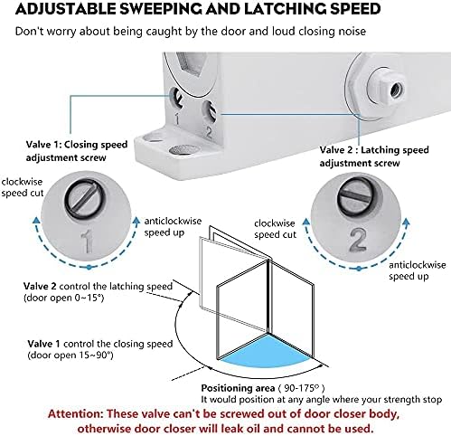 Marie Hold Open Door Closer Applies Regular,Top Jamb Mounting,Adjustable Auto...