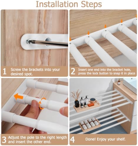 Closet Shelf & Rod Expandable, Wall Mounted Easy Install Closet Organizer