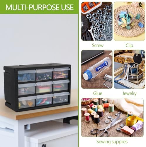 Sadstory 9-Drawer Plastic Drawer Storage Cabinet for Garage Organization