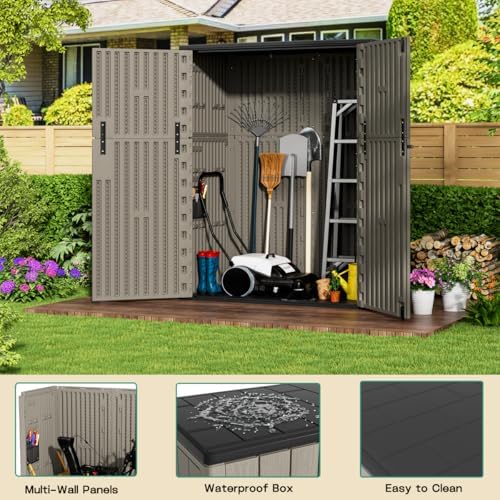 KINYING Outdoor Vertical Storage Shed,57 Cu.ft Outdoor Storage Cabinet Waterp...