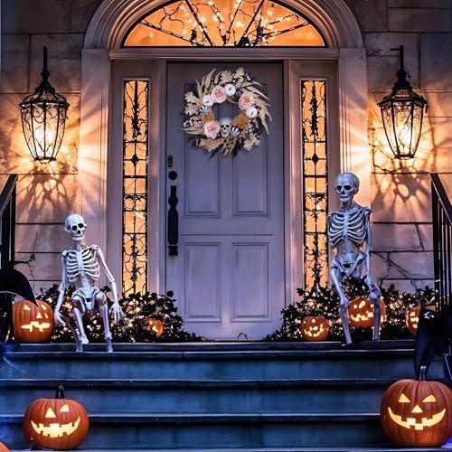 Valery Madelyn 24" Halloween Wreath for Front Door Decor with Lights