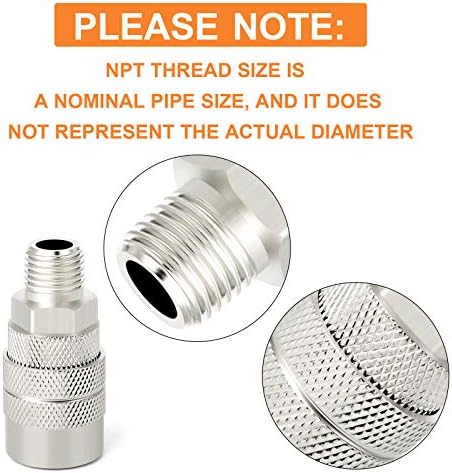 GASHER 12PCS 1/4-Inch Male Industrial Coupler,1/4 Basic Flow Quick Connect Ai...