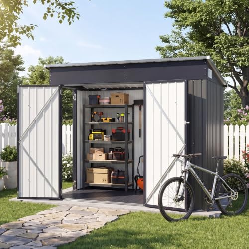 Aoxun 7.5'x4' Outdoor Storage Shed with 3 Lockable Doors & 14mm P...